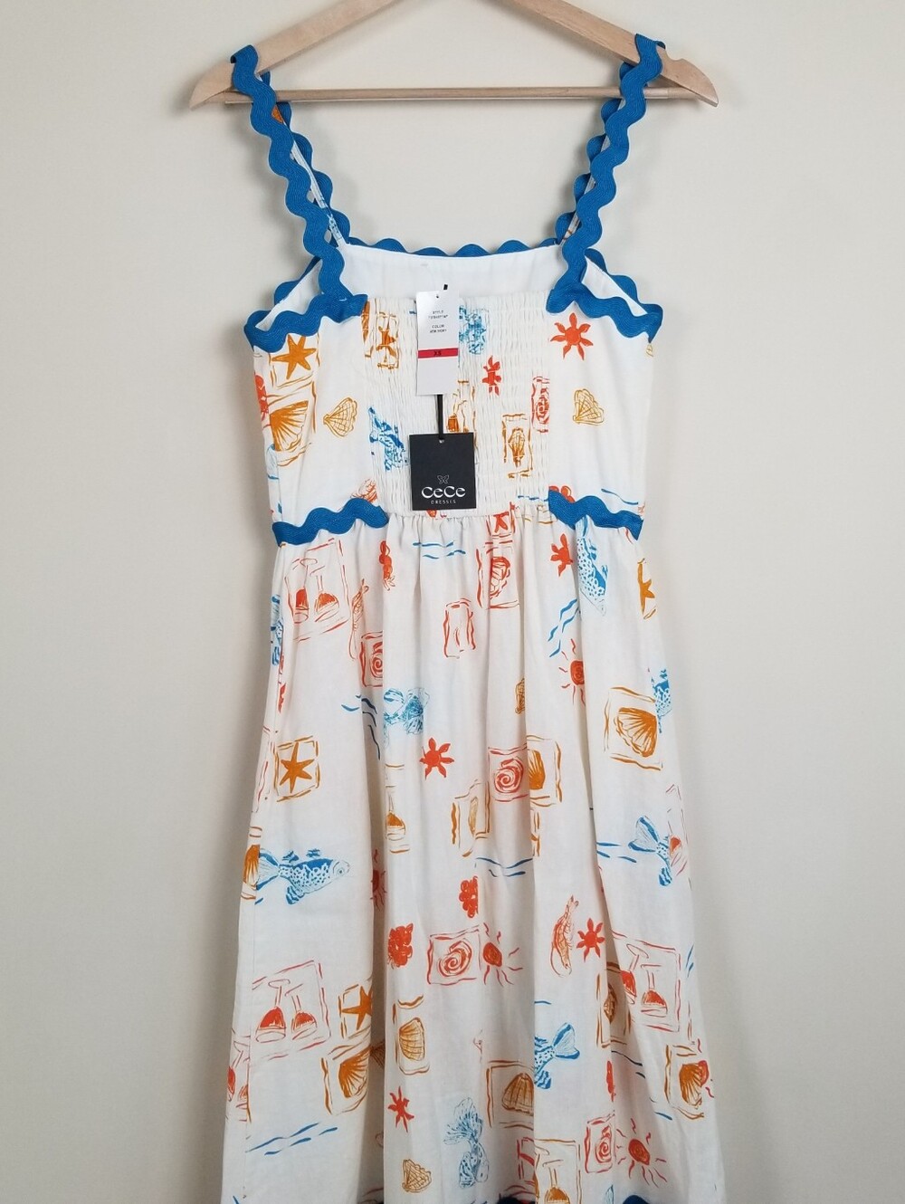 Cece Linen Blend Dress Beach Theme Size XS NWT - Picture 7 of 9